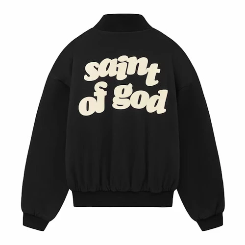 Black Fear of God x Saint Mxxxxxx Saint of God Varsity Jacket
