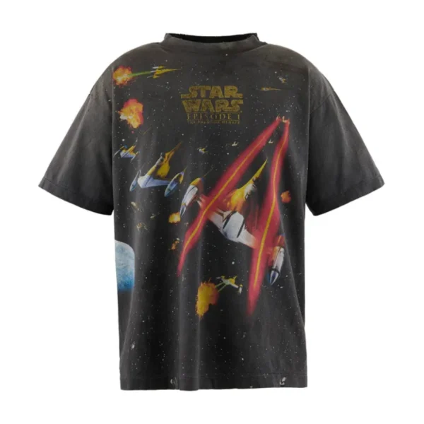 Shop the Black SAINT Mxxxxxx × Star Wars Short Sleeve T-shirt featuring bold graphics on cozy cotton. A must-have for streetwear and Star Wars fans alike.