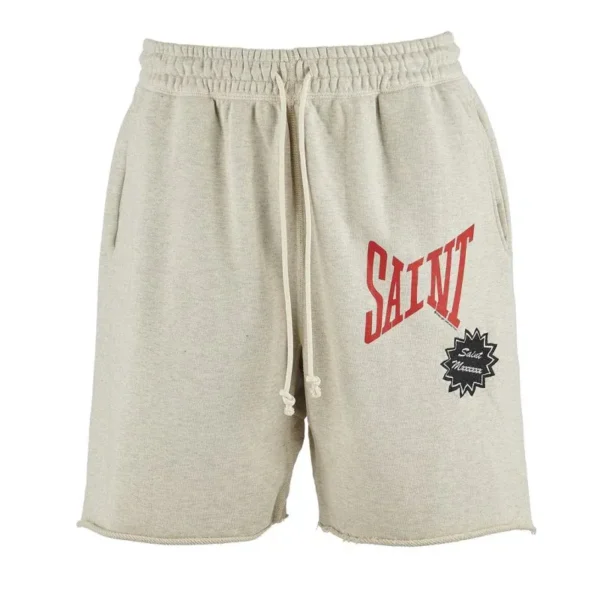 Discover the Saint Mxxxxxx SAINT Logo Sweat Shortss with a bold "SAINT" logo, soft cotton blend, and a relaxed fit. Perfect for casual, stylish comfort.